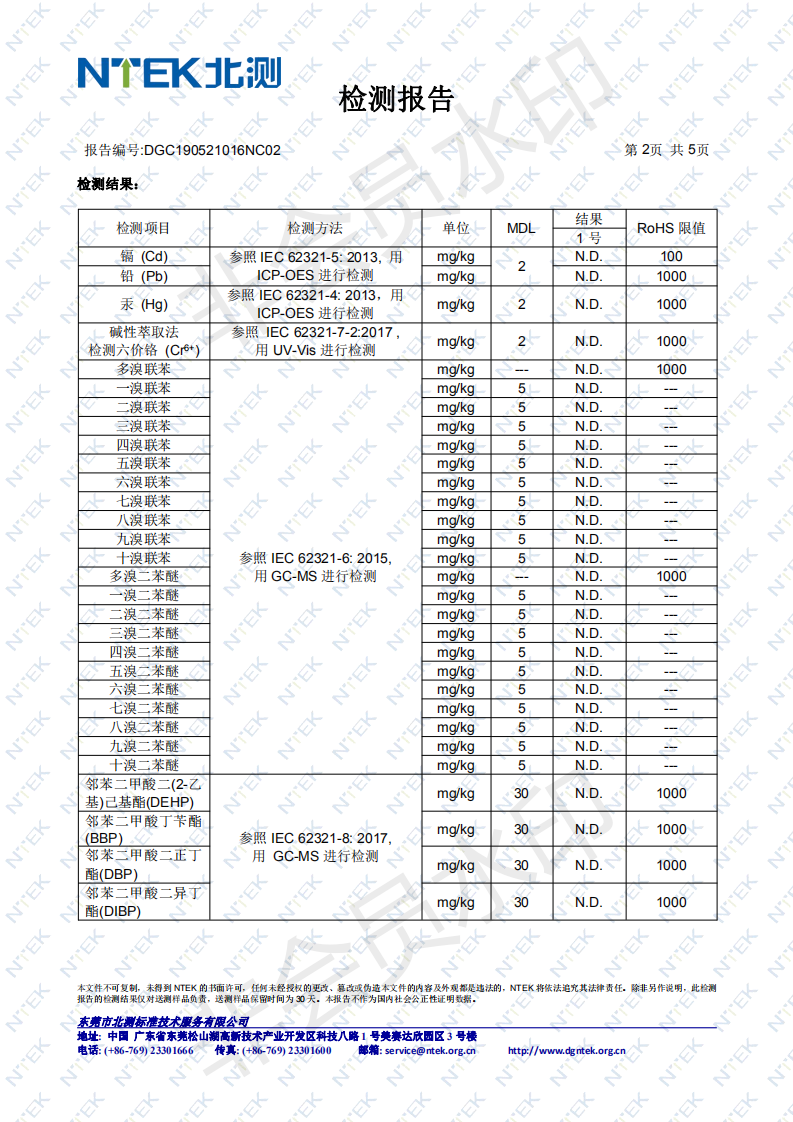 无印字打包带RoHS 2.0检测报告2